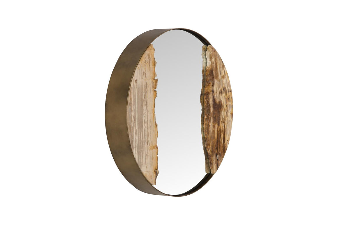 Petrified River Mirror, Brass Frame, Small