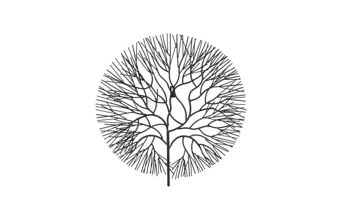 Wire Tree Wall Art, Small, Circle, Metal, Black