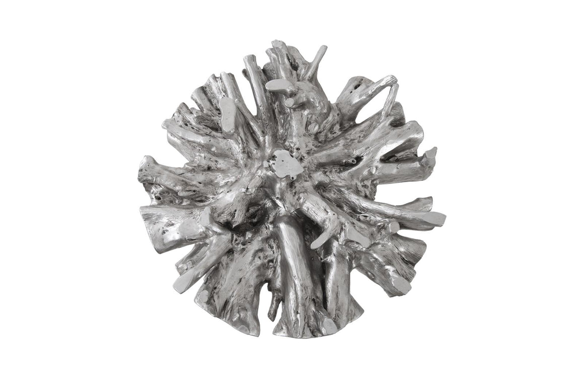 Cast Root Small Silver Dining Table Base, With Glass