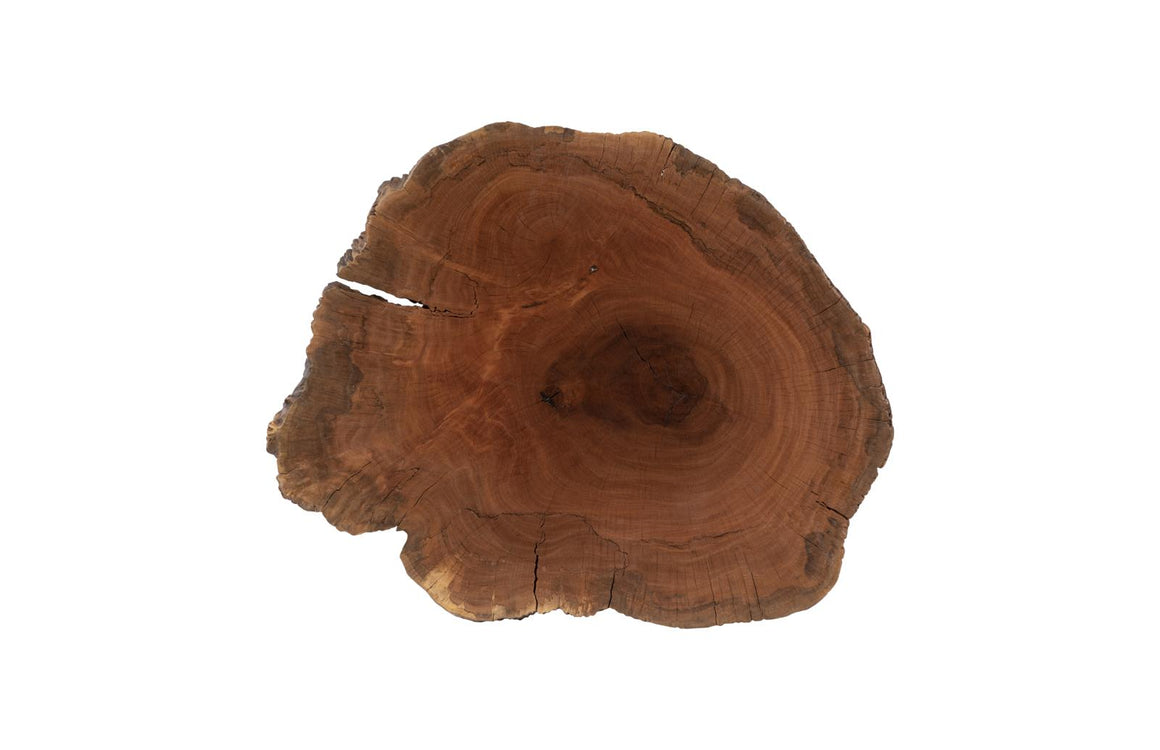 Burled Coffee Table, Black Metal Legs, Small