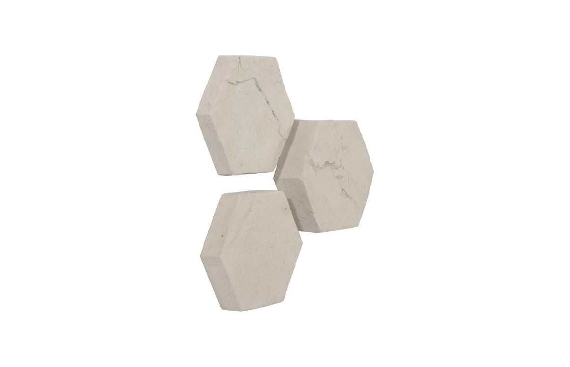 Hexagon Wall Tiles, Set of 3, Roman Stone