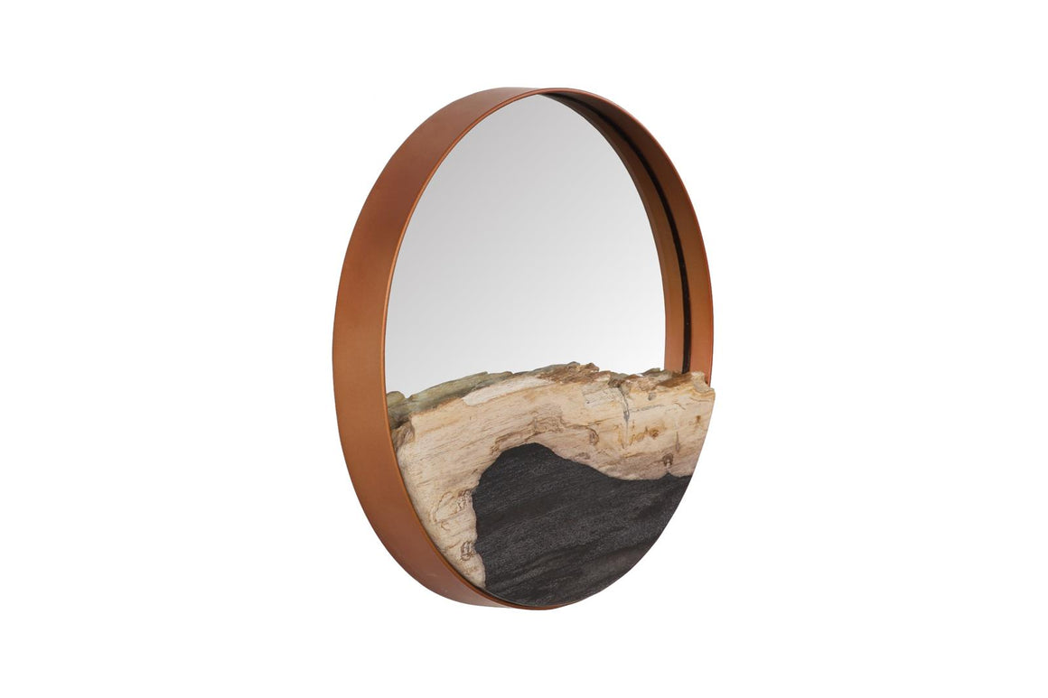 Petrified Slice Mirror, Copper Frame, Small