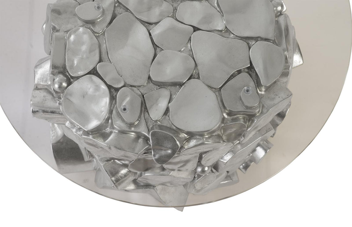 Cairn Side Table, Resin, Silver Leaf