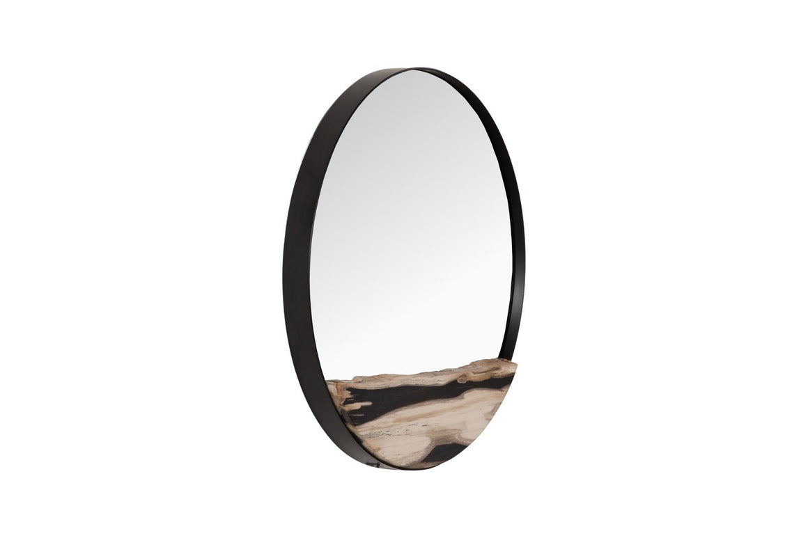 Petrified Slice Mirror, Black Frame, Large