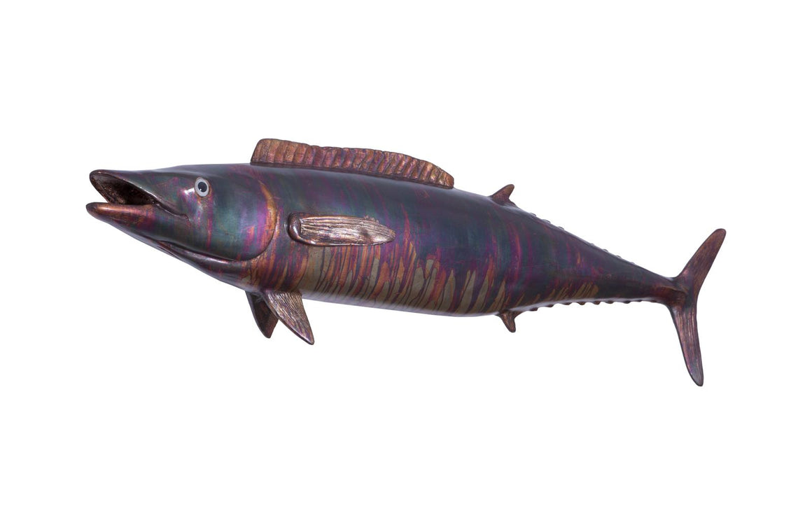 Wahoo Fish Wall Sculpture, Resin, Copper Patina Finish