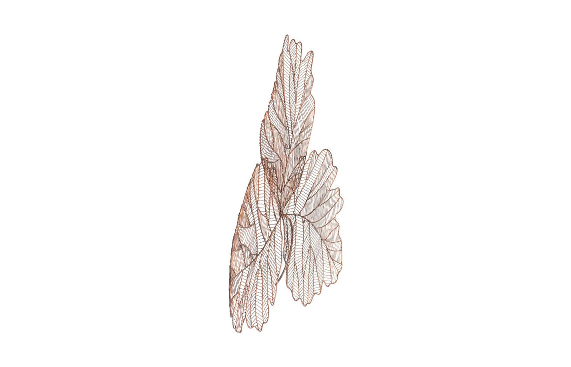 Tri Leaf Wall Art, Large, Metal, Copper/Black