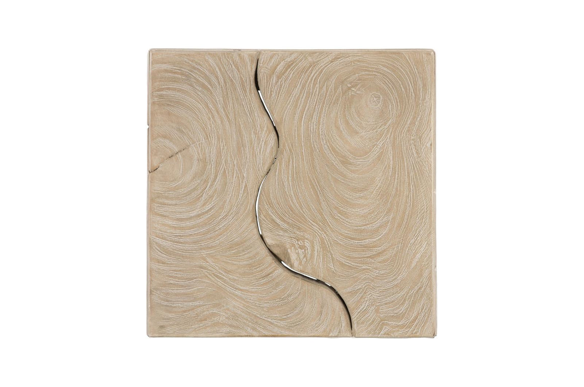 Teak Slice Pedestal, Square, Oat Finish, MD