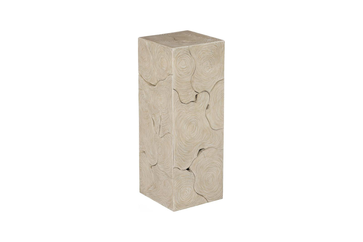 Teak Slice Pedestal, Square, Oat Finish, MD