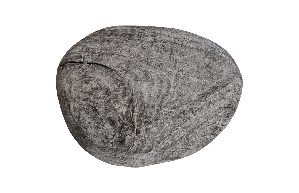 Skipping Stone Side Table, Gray Stone, Forged Legs