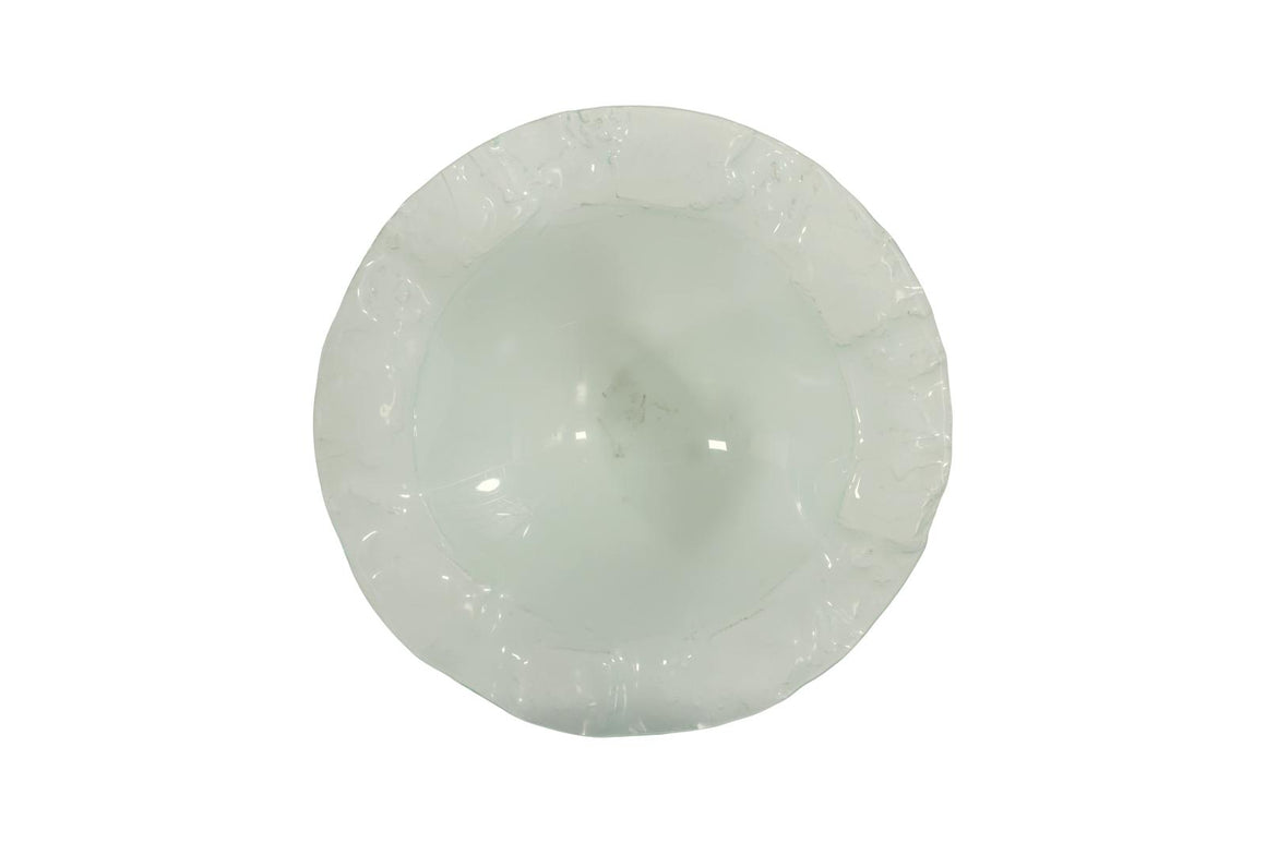 Frosted Leaning Glass Bowl, MD, With Ring Base