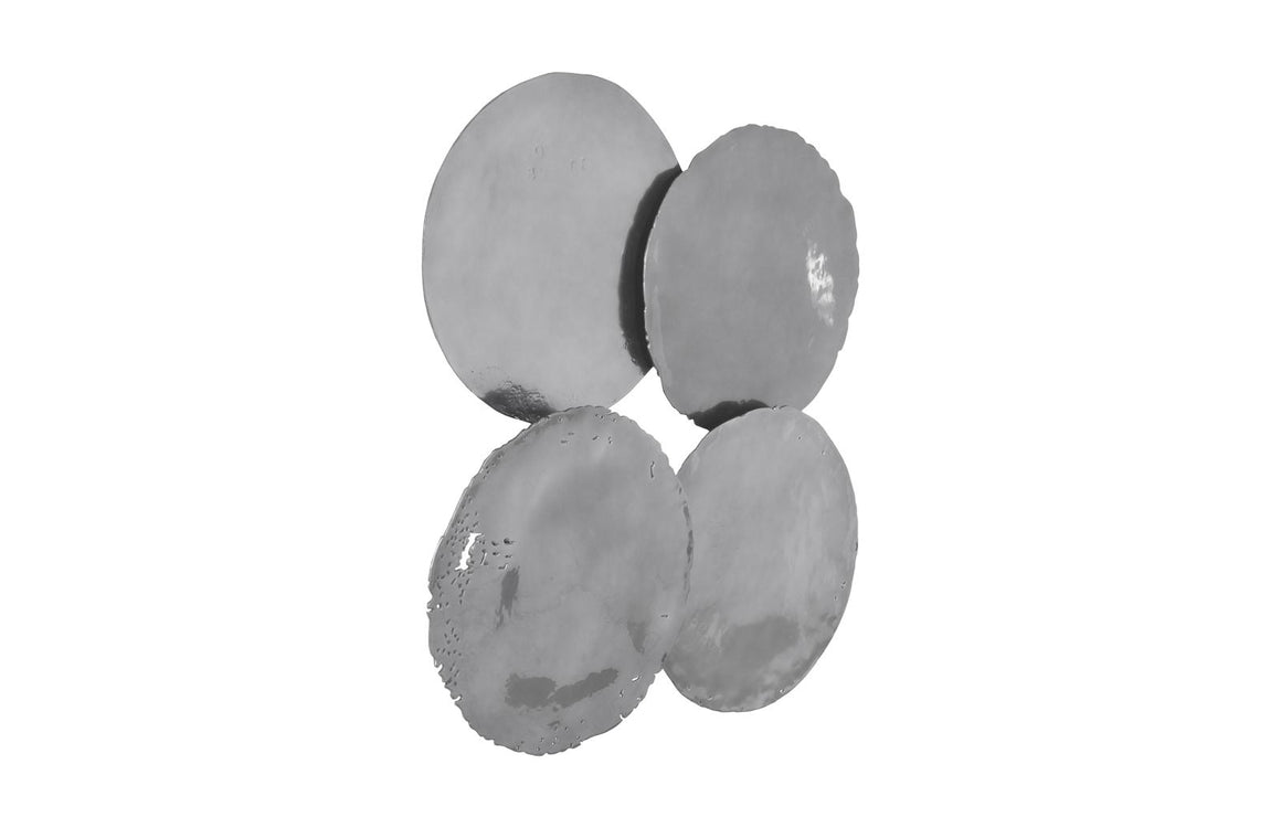 Cast Oil Drum Wall Discs, Liquid Silver, Set of 4
