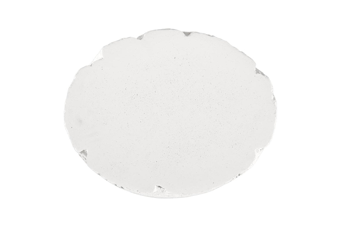 Shear Side Table, Oval, White Stone