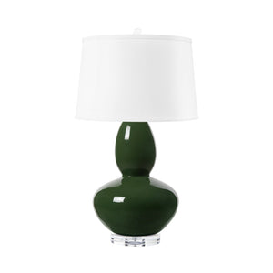 Lisbon Lamp with Shade 17-inch White Linen, with Nickel, Emerald Green | Lisbon Collection | Villa & House