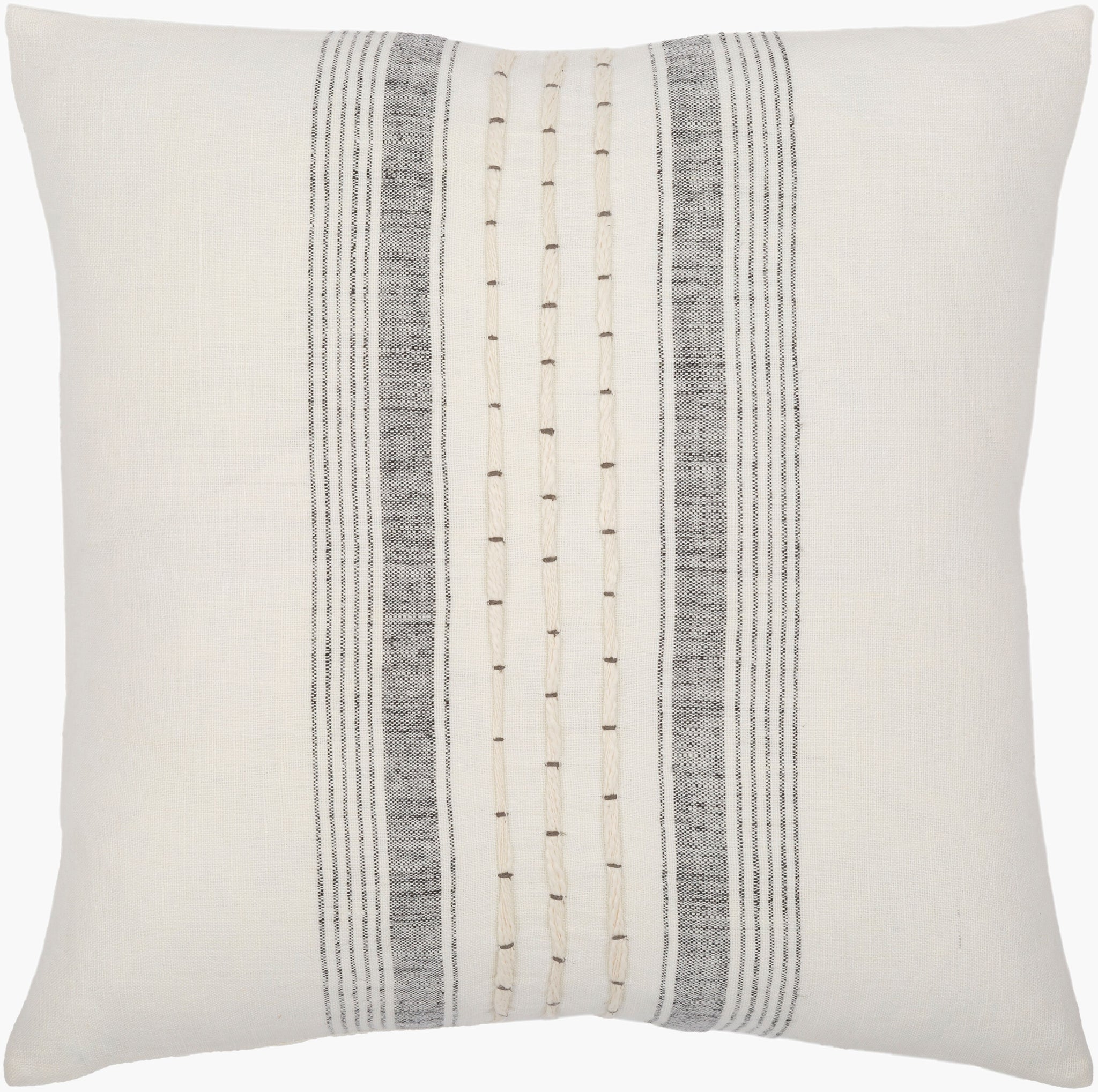 Surya Linen Stripe Embellished LSP-001 Accent Pillow