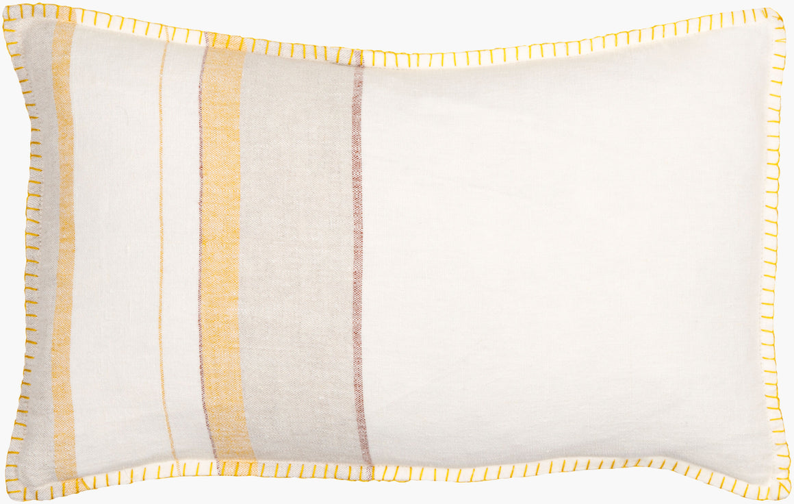 Surya Linen Stripe Embellished LSP-002 Lumbar Pillow