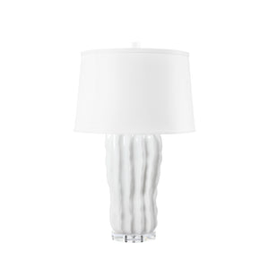 Malibu Lamp with Shade 17-inch White Linen, with Nickel, Alpine Gleam | Malibu Collection | Villa & House