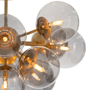 Shine Flush Mount (Natural Brass with Smoke Glass)