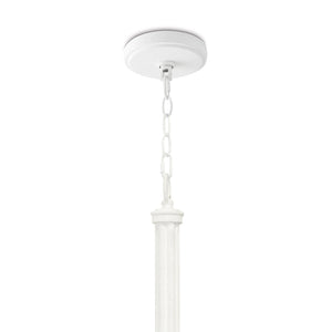 River Reed Chandelier Small (White with Rattan Shade)