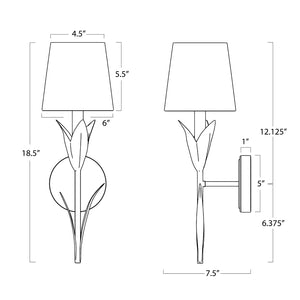 River Reed Sconce Single (Antique Gold Leaf with Navy Shade)