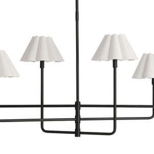 Polly Metal Chandelier (Blackened Brass with White Scalloped Shade)