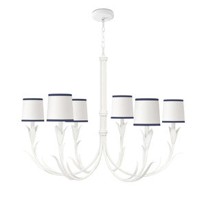 River Reed Chandelier Small (White with Navy Shade)
