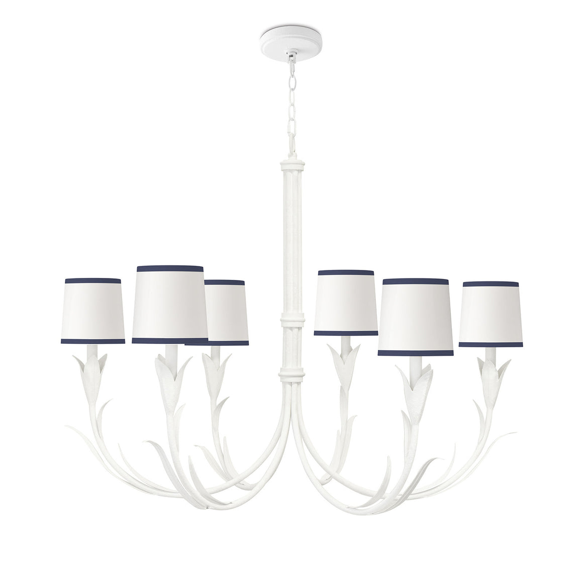 River Reed Chandelier Small (White with Navy Shade)