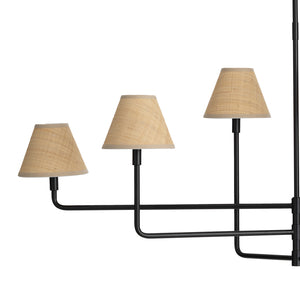 Polly Metal Chandelier (Blackened Brass with Rattan Shade)