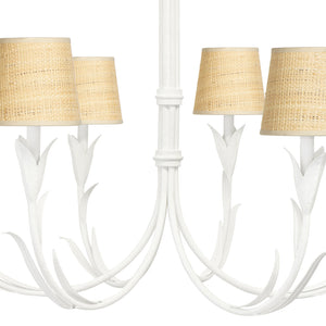 River Reed Chandelier Small (White with Rattan Shade)