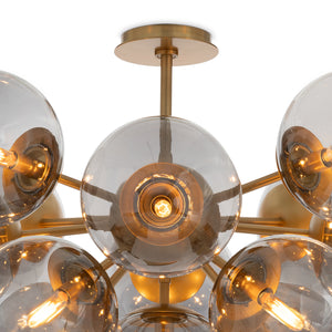 Shine Flush Mount (Natural Brass with Smoke Glass)