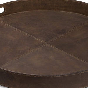 Derby Round Leather Tray (Brown)