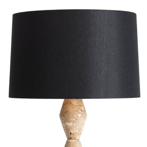 Crew Travertine Buffet Lamp (Black Shade)