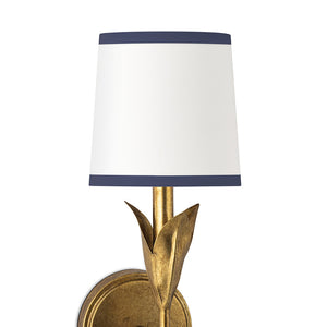 River Reed Sconce Single (Antique Gold Leaf with Navy Shade)