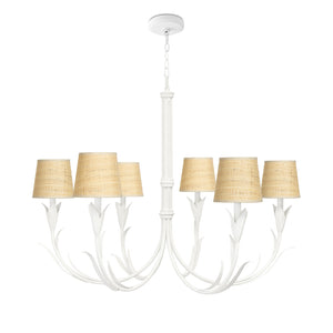 River Reed Chandelier Small (White with Rattan Shade)