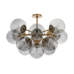 Shine Flush Mount (Natural Brass with Smoke Glass)
