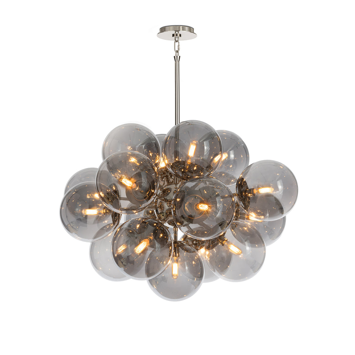 Shine Chandelier (Polished Nickel with Smoke Glass)