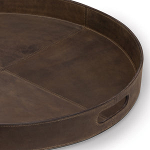 Derby Round Leather Tray (Brown)