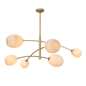 Artemis Chandelier (Natural Brass with Alabaster Glass)