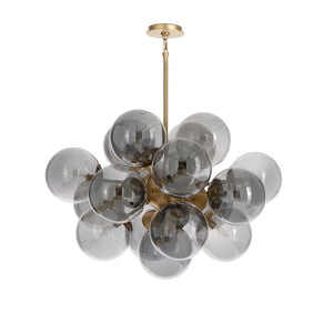 Shine Chandelier (Natural Brass with Smoke Glass)