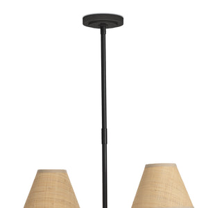 Polly Metal Chandelier (Blackened Brass with Rattan Shade)