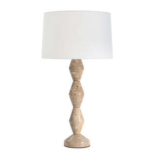 Crew Travertine Buffet Lamp (Natural Linen Shade)
