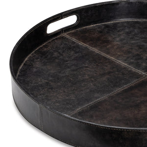 Derby Round Leather Tray (Black)