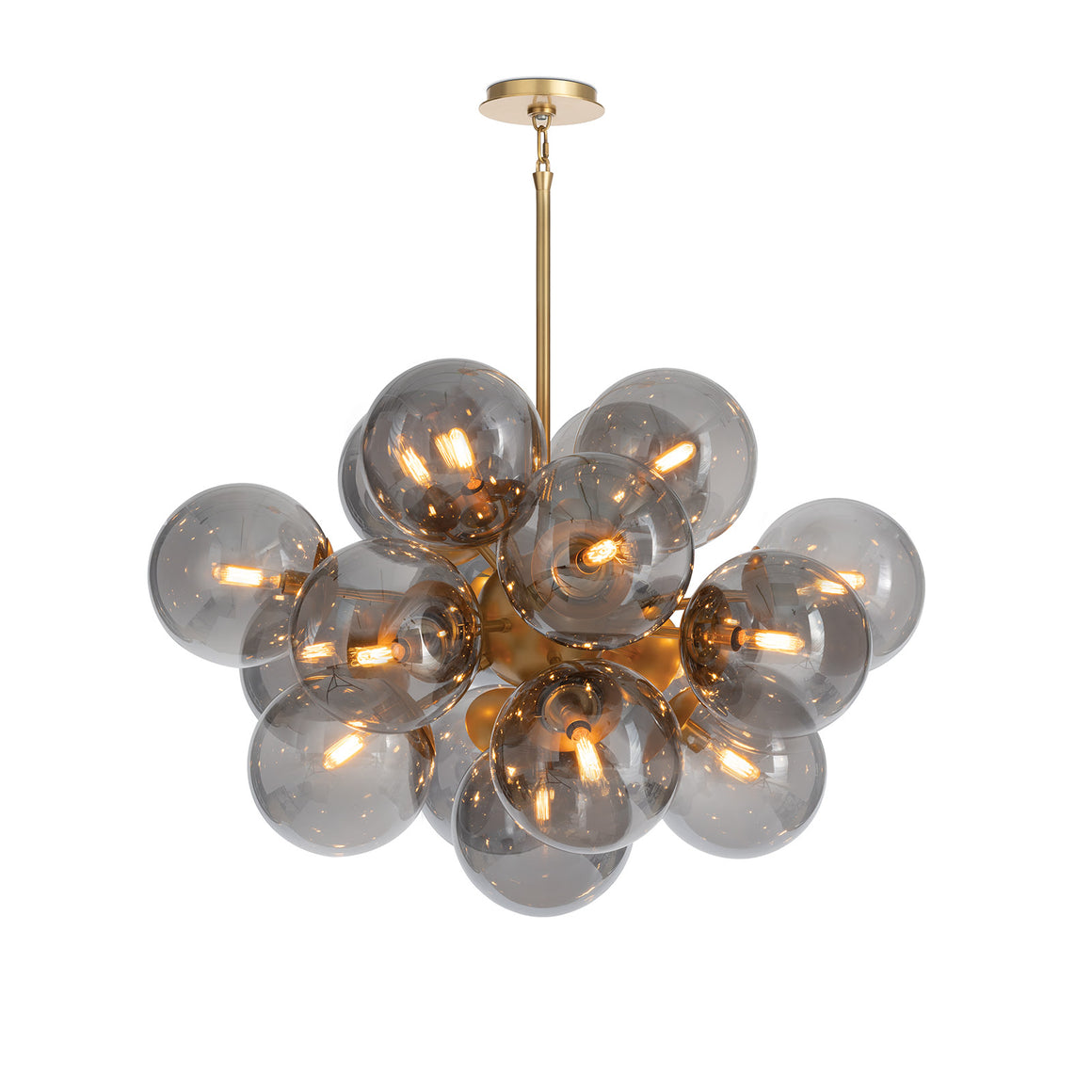Shine Chandelier (Natural Brass with Smoke Glass)