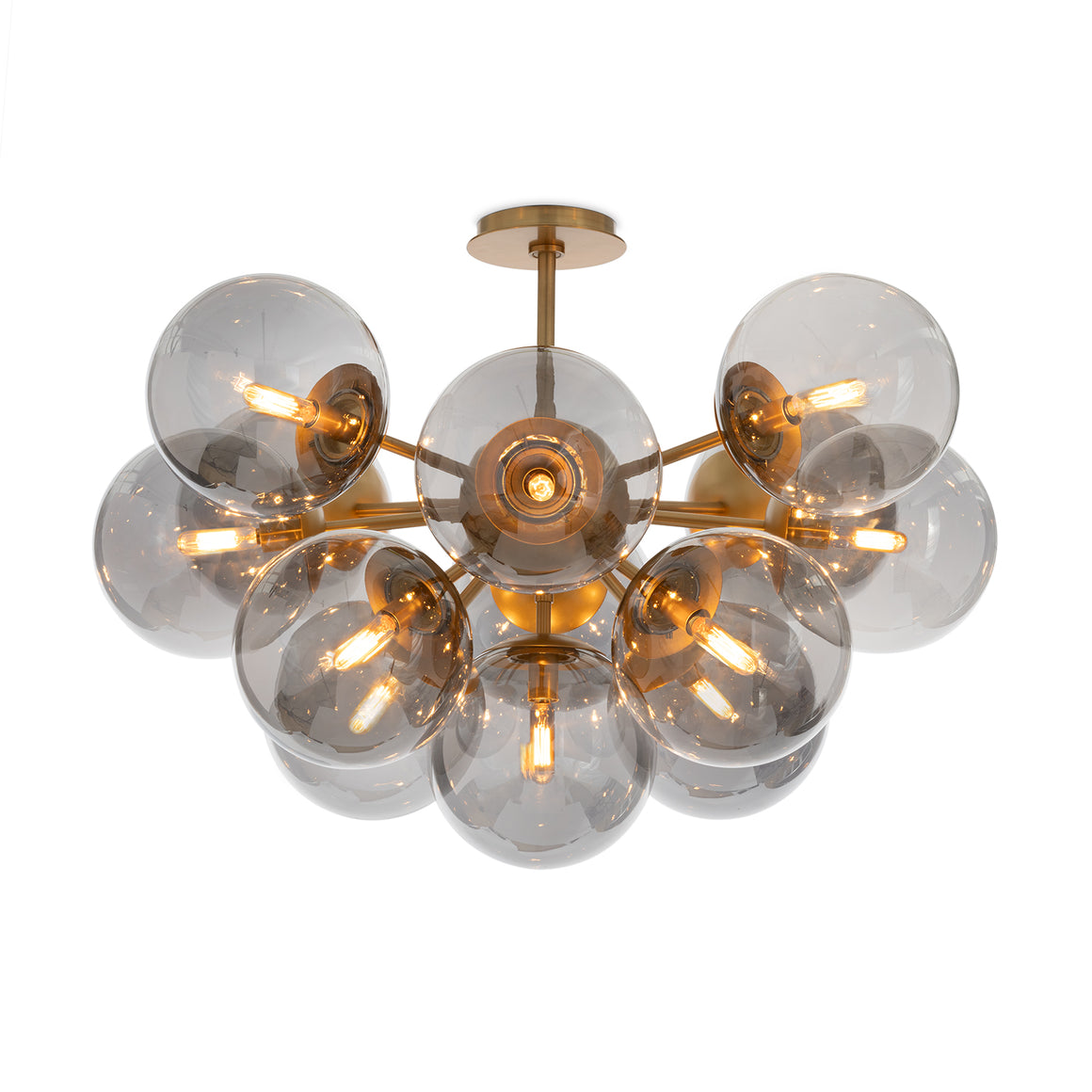Shine Flush Mount (Natural Brass with Smoke Glass)