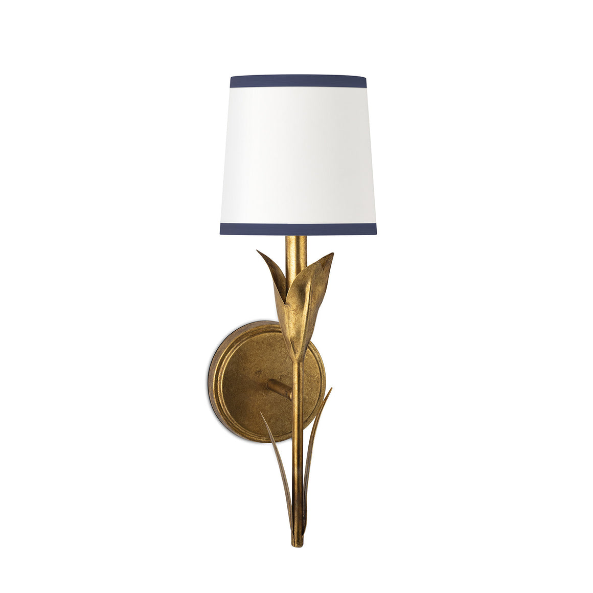 River Reed Sconce Single (Antique Gold Leaf with Navy Shade)