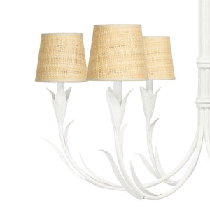 River Reed Chandelier Small (White with Rattan Shade)