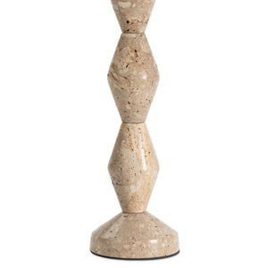 Crew Travertine Buffet Lamp (Natural Linen Shade)
