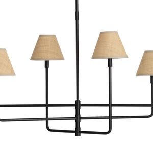 Polly Metal Chandelier (Blackened Brass with Rattan Shade)