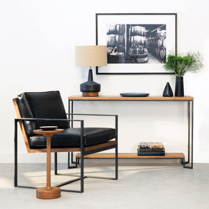 Manhattan Modern Leather & Metal Arm Chair