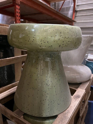 Mushroom Garden Stool - Moss Glaze
