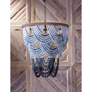 Coastal Living Draped Wooden Beads Ombre Chandelier